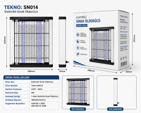 GECE LAMBASI SİVRİSİNEK SİNEK ÖLDÜRÜCÜ 2X10=20W ELEKTİRİKLİ 2 AMPULÜ SİNEK VE HAŞERE ÖLDÜRÜCÜ ürün görseli 1