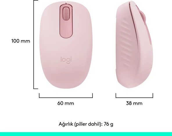 Logitech M196 Bluetooth Kablosuz Kompakt Pc ve Mac ile Uyumlu Mouse - Pembe - Resim 6