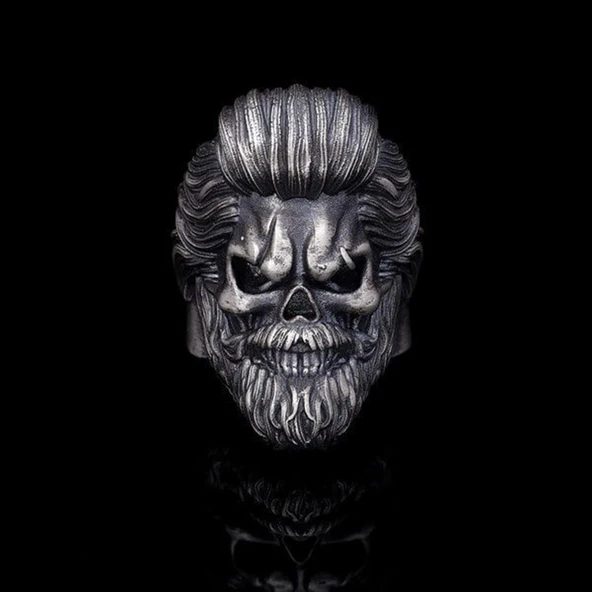 3D Gothic Model Oksitli Gümüş Erkek Yüzük ürün görseli 1