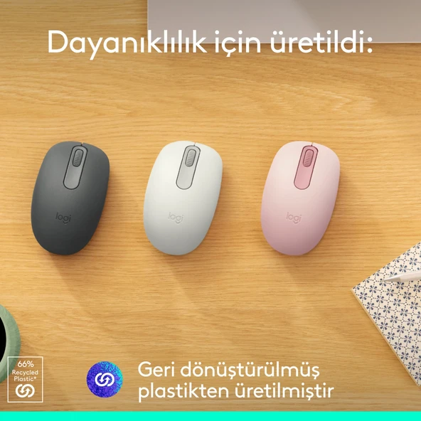 Logitech M196 Bluetooth Kablosuz Kompakt Pc ve Mac ile Uyumlu Mouse - Pembe - Resim 4