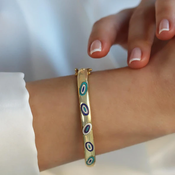 Fortuna Modeli Gold Kaplama Gümüş Kelepçe - Resim 4