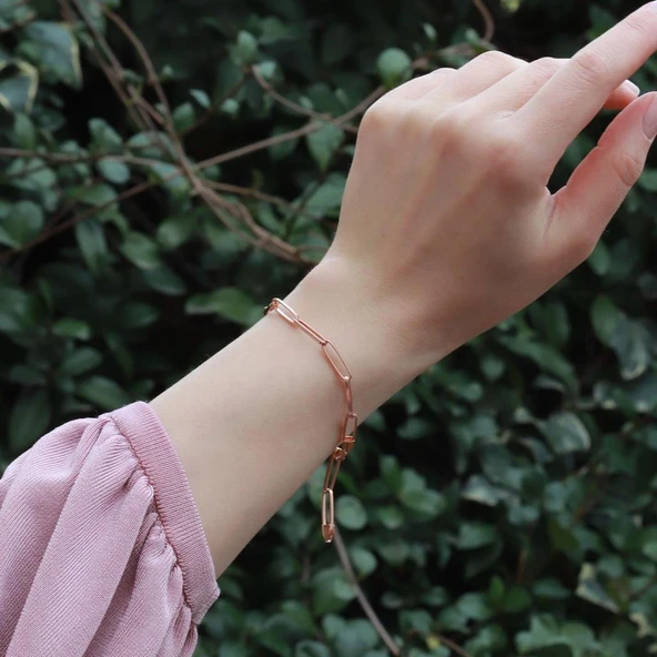 Rose Gold Kaplama Trend Geçme Zincir Bileklik ürün görseli 1