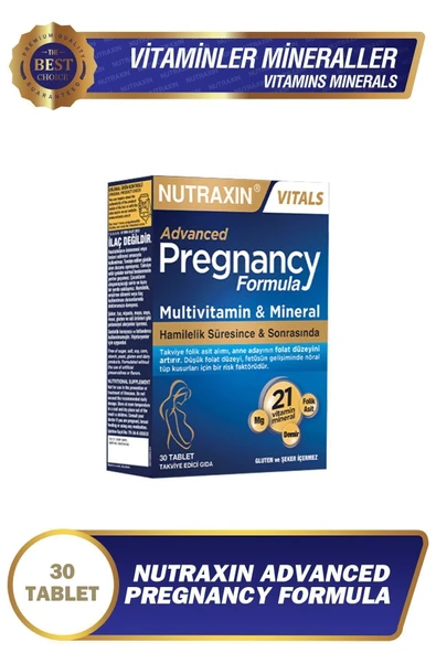 Nutraxin Advanced Pregnancy Formula 30 Tablet - Hamilelik Süresince & Sonrasında 21 Vitamin & Mineral ürün görseli 1