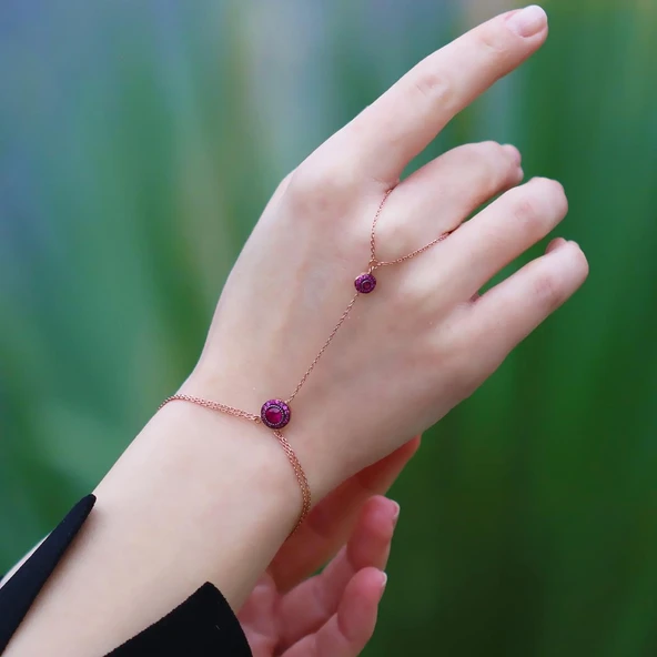 Zirkon Taşlı Elmas Montür Rose Gold Kaplama Gümüş Şahmeran ürün görseli 1