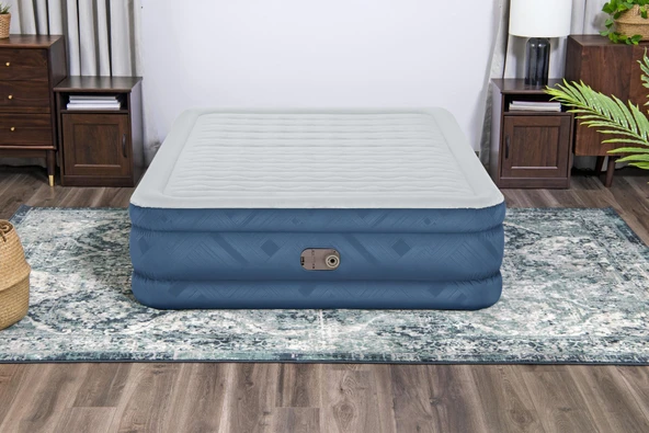 Bestway 69075 Fortech Yorgan Dokulu Çift Kişilik Dahili Elektrikli Pompalı Şişme Yatak 2.03m x 1.52m x 46cm ürün görseli 1