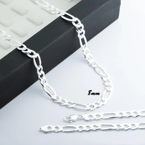 8 mm Figaro Gümüş Zincir Kolye ürün görseli 1