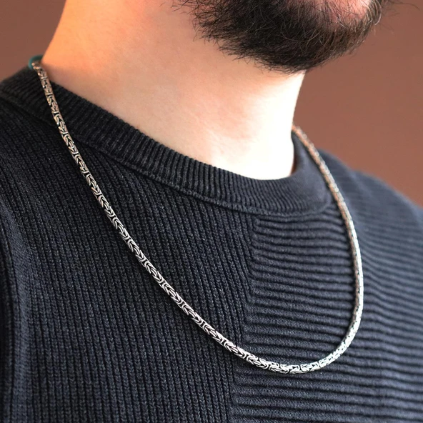 Kral Modeli 3mm Gümüş Zincir ürün görseli 1