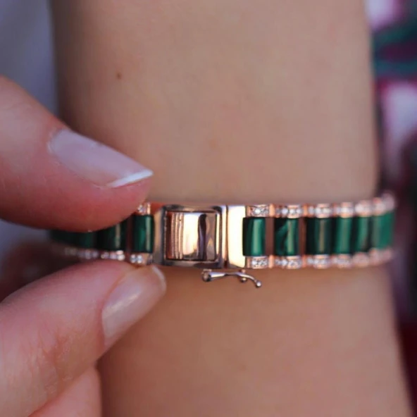 Peridot Taşlı Rose Gold Kaplama Gümüş Bileklik ürün görseli 1