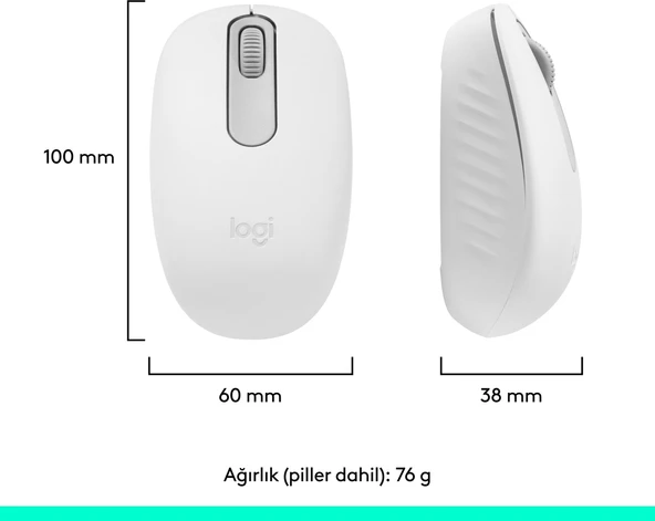 Logitech M196 Bluetooth Kablosuz Kompakt Pc ve Mac ile Uyumlu Mouse - Beyaz - Resim 7