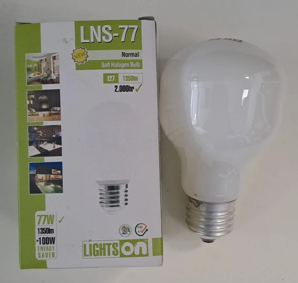 LIGHTSON SOFT HALOJEN AMPÜL 77 WATT 1350lm E27 DUY 3000K ürün görseli 1