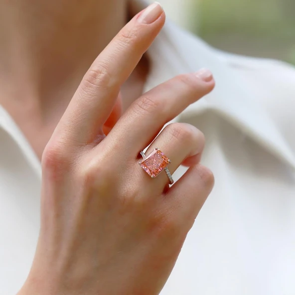 Emerald Icecut Taşlı Gümüş Yüzük - Resim 3