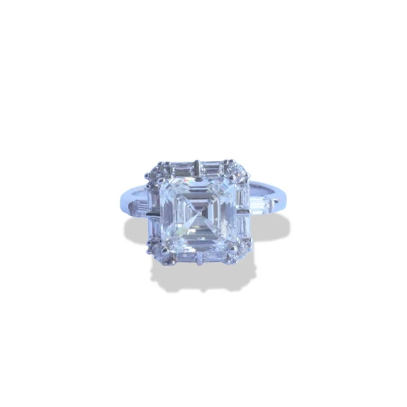 Sky Diamond Squre 2,50ct Gümüş Yüzük - Resim 4