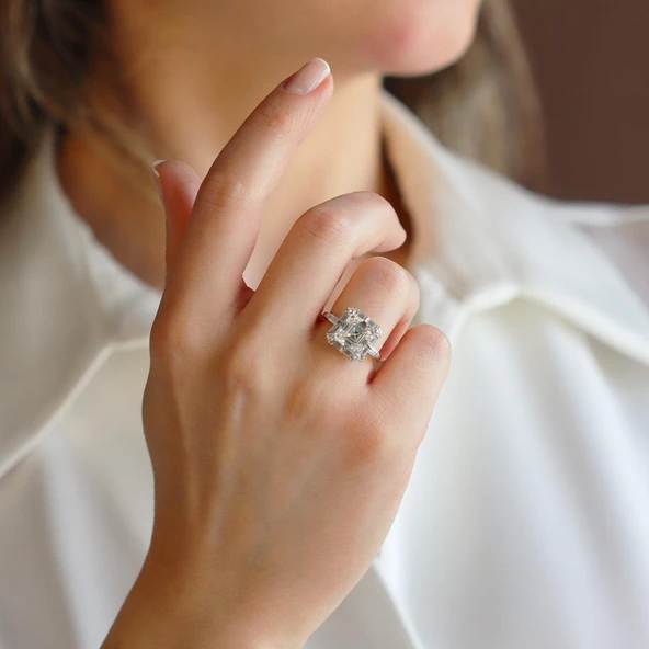 Sky Diamond Squre 2,50ct Gümüş Yüzük - Resim 3