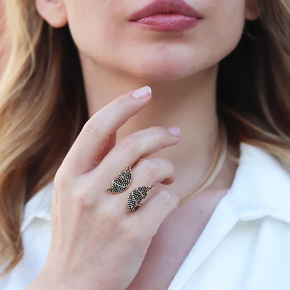 Yarasa Modeli Ayarlanabilir Gümüş Yüzük ürün görseli 1