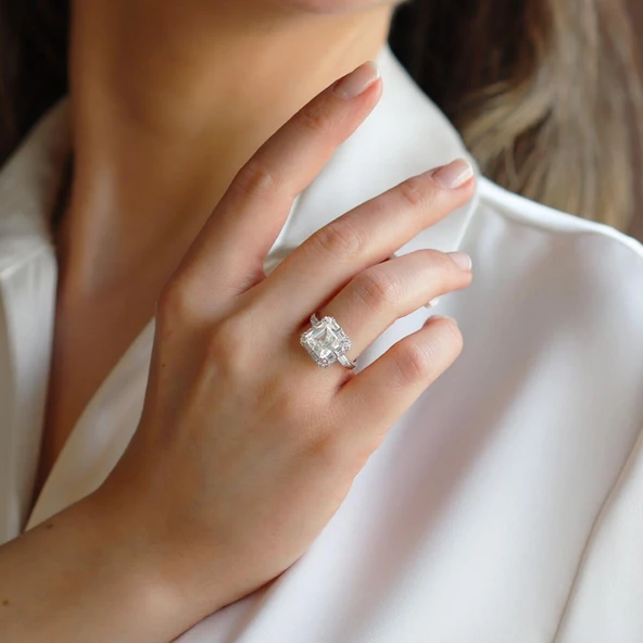 Sky Diamond Squre 2,50ct Gümüş Yüzük ürün görseli 1