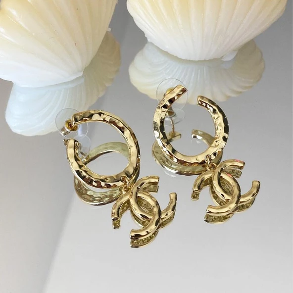 Gold Çift Çelik Küpe ürün görseli 1
