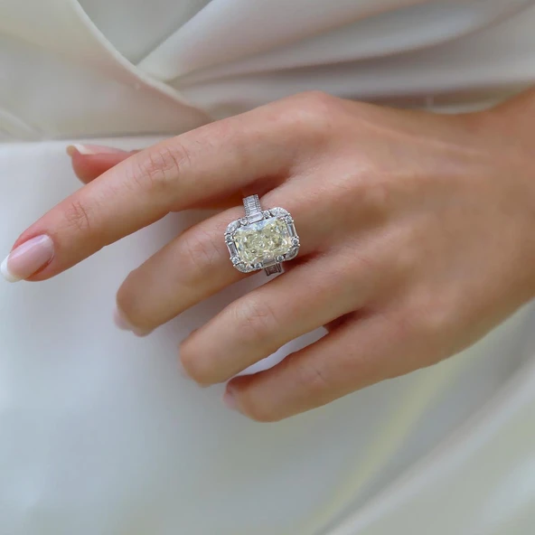 Emerald Icecut Taşlı Gümüş Yüzük - Resim 5
