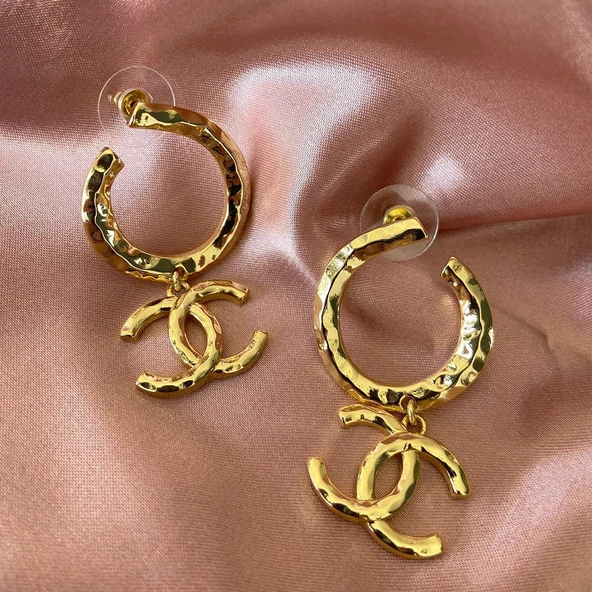 Gold Çift Çelik Küpe - Resim 3