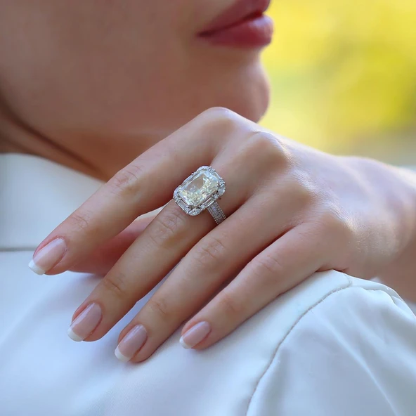 Emerald Icecut Taşlı Gümüş Yüzük - Resim 3