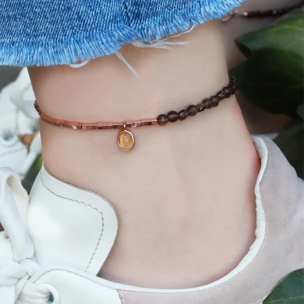 Sitrin Taşlı Rose Gold Halhal ürün görseli 1