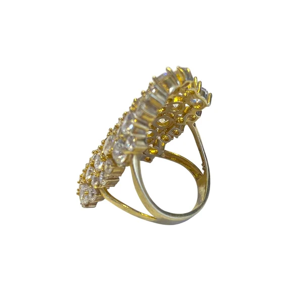 Çoktaşlı Gold Gümüş Yüzük - Resim 4