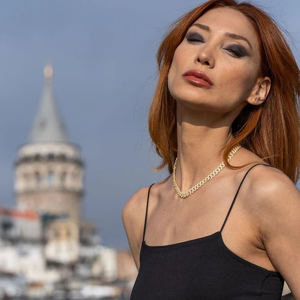 Gurmet Model Zirkon Taşlı Altın Kaplama Gümüş Gerdanlık ürün görseli 1