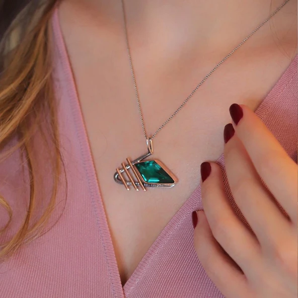 Peridot Taşlı Gümüş Otantik Set - Resim 2