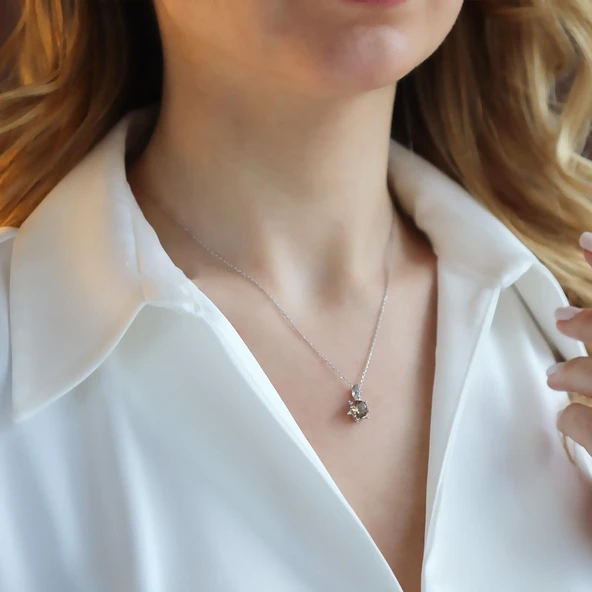 Lotus Çiçeği Zultanit Taşlı Gümüş Set - Resim 2
