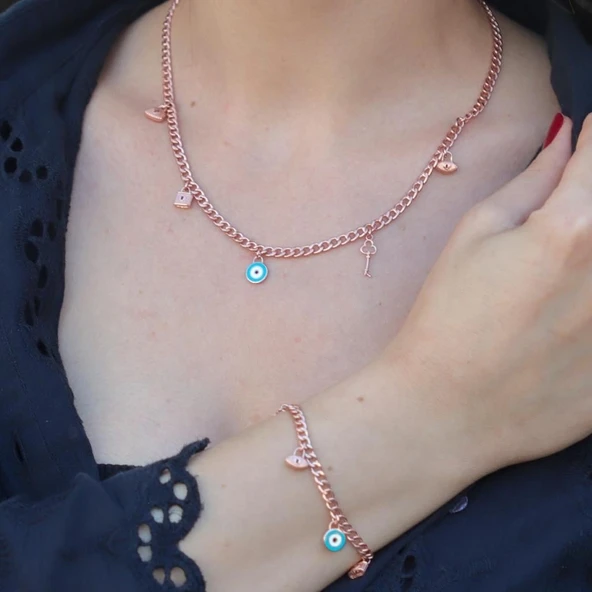 Rose Gold Kaplama 2'li Gümüş Dilek Seti ürün görseli 1