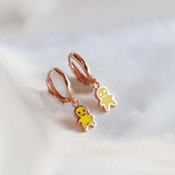 Gülen Yüz Halka Rose Gold Kaplama Gümüş Küpe ürün görseli 1