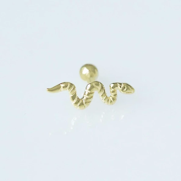 Serpent Modeli Gold Kaplama Gümüş Tragus ürün görseli 1