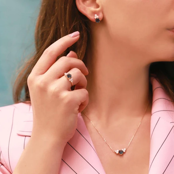 Prenses Model Swarovski Rose Gold Kaplama Set ürün görseli 1