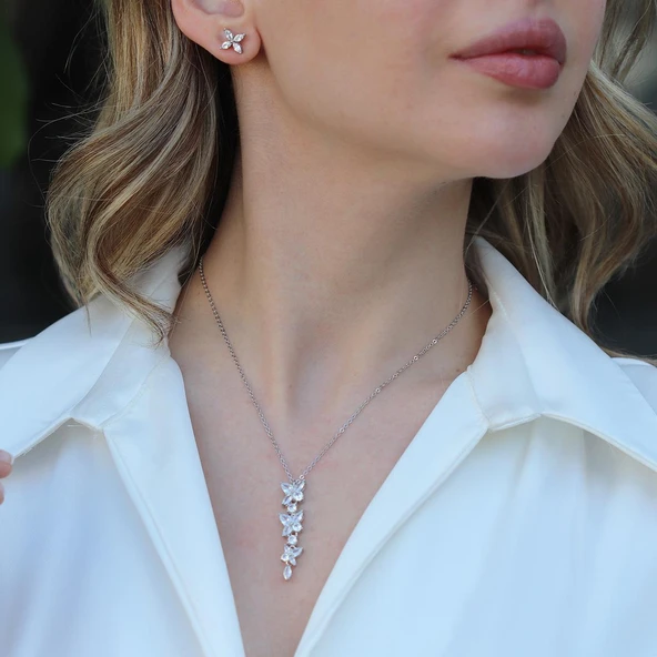 Çiçek Modeli Gümüş Set ürün görseli 1