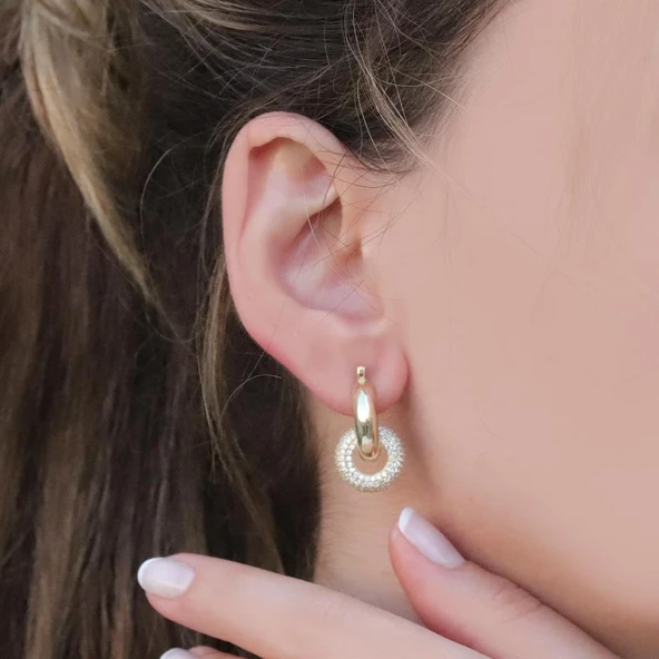 Tiff Model Gold Kaplama 925 Ayar Gümüş Küpe ürün görseli 1