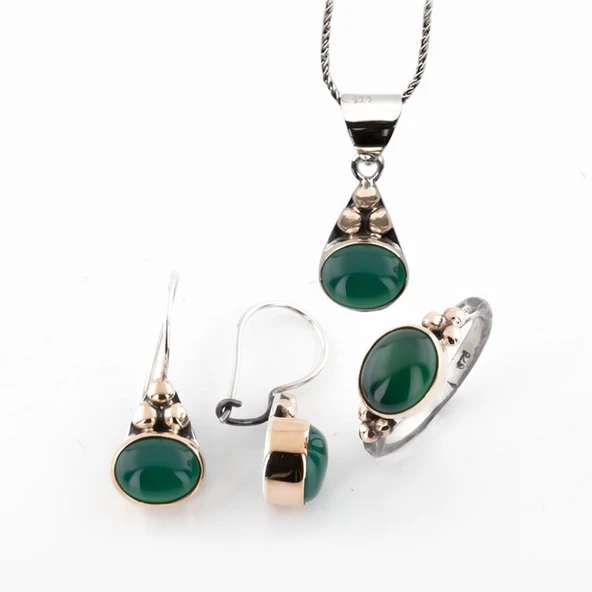 Yeşim Taşlı Gümüş Otantik Set ürün görseli 1