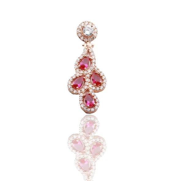 Zirkon Taşlı Sallantı Damla Rose Gold Kaplama Gümüş Kolye Ucu ürün görseli 1