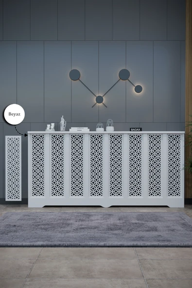 Petek Kaplama Modern Radyatör Kapatma Ünitesi Ön Panel MDF Tasarım İç ölçü 156 cm Dış Ölçü 160 cm ürün görseli 1