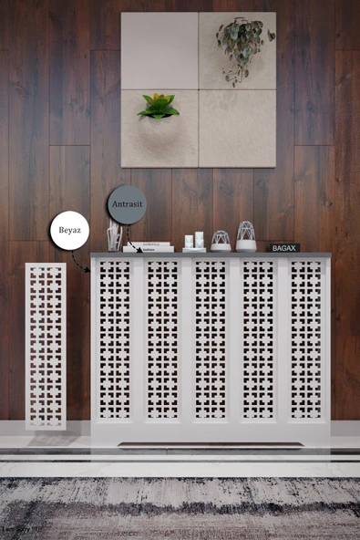 Dekoratif Petek Dolabı Kalorifer Peteği Kapatma Ünitesi Modern Tasarım İç Ölçü 96 cm Dış Ölçü 100 cm ürün görseli 1