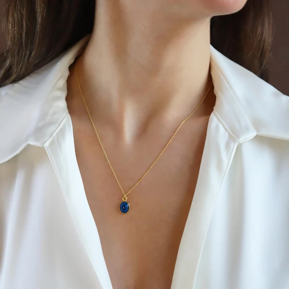 Labradorit Gold Kaplama Doğaltaş Gümüş Set - Resim 2
