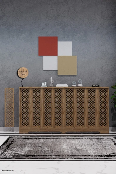 Petek Kaplama Modern Radyatör Kapatma Ünitesi Ön Panel MDF Tasarım İç ölçü 156 cm Dış Ölçü 160 cm ürün görseli 1