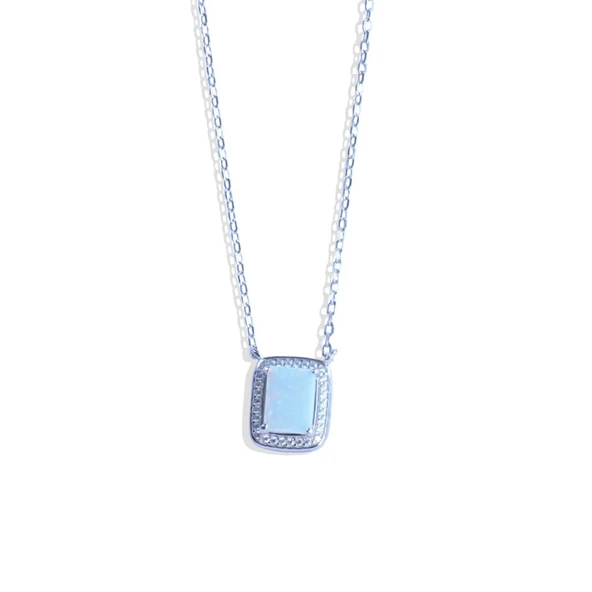 Baget Opal Taşlı Gümüş Kolye - Resim 4
