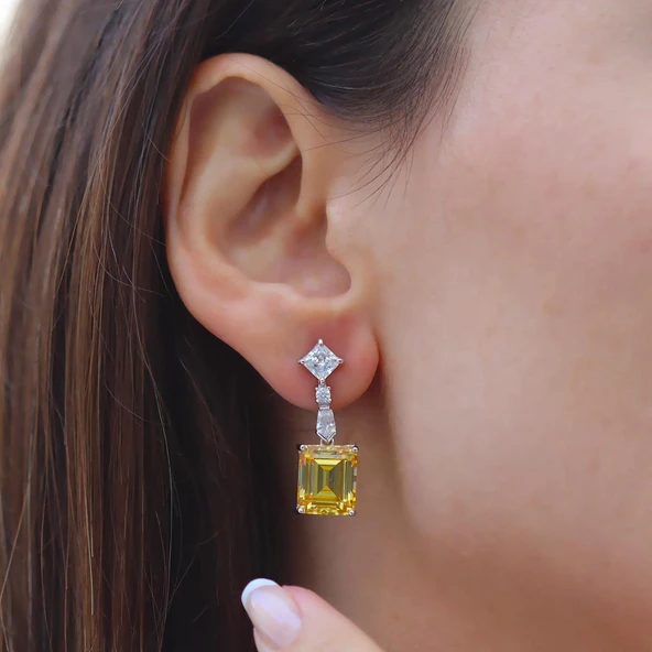 Emerald Sitrin Gümüş Küpe ürün görseli 1