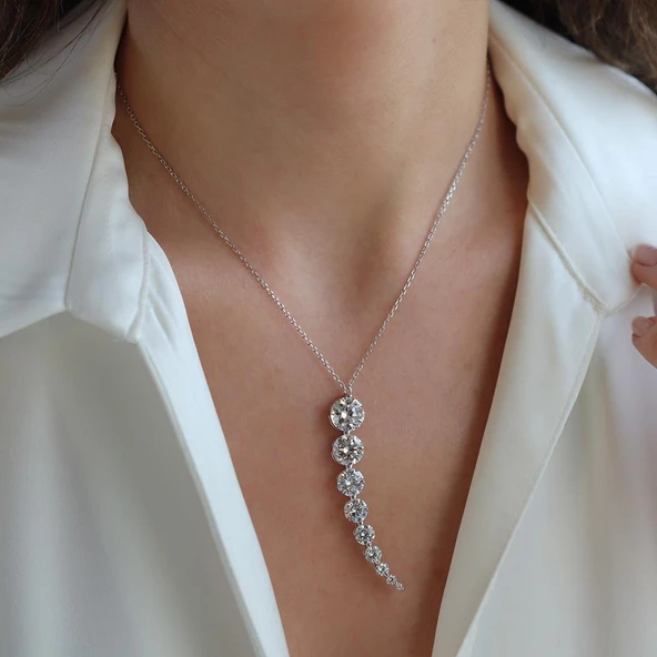Su Yolu Sky Diamond Gümüş Kolye - Resim 3