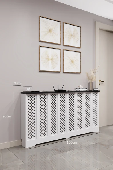 Petek Kaplama Modern Radyatör Kapatma Ünitesi Ön Panel MDF Tasarım İç ölçü 156 cm Dış Ölçü 160 cm ürün görseli 1