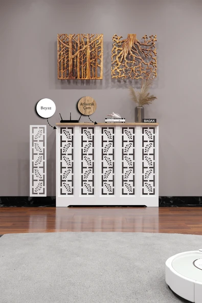 Dekoratif Petek Dolabı Kalorifer Peteği Kapatma Ünitesi Modern Tasarım İç Ölçü 96 cm Dış Ölçü 100 cm ürün görseli 1