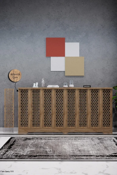 Petek Kaplama Modern Radyatör Kapatma Ünitesi Ön Panel MDF Tasarım İç ölçü 156 cm Dış Ölçü 160 cm ürün görseli 1