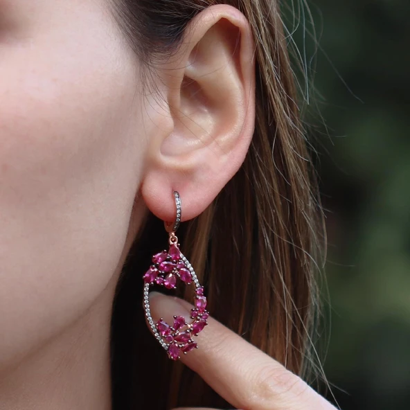 Zirkon Taşlı Rose Gold Kaplama Romantik Gümüş Küpe ürün görseli 1