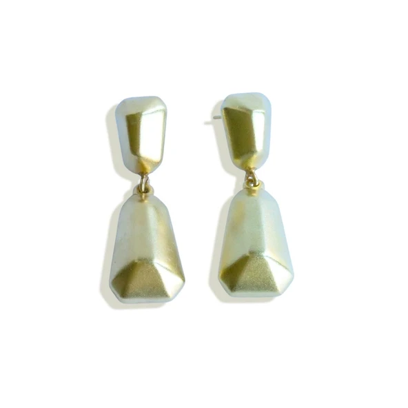Mozaik Gold Bombeli Gümüş Küpe - Resim 4