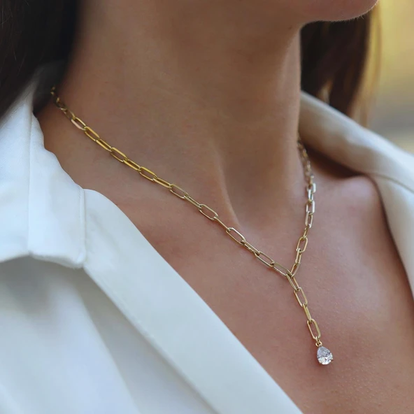 Damla Trend Gold Gümüş Y Kolye - Resim 4