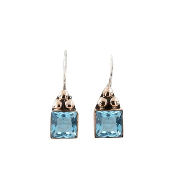Aquamarine Taşlı Gümüş Otantik Küpe ürün görseli 1